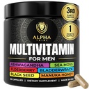 Alpha Tribe Multivitamin für Männer mit Seamoss Black Seed Oil Ashwagandha Burdock Root, Turmeric Bladderwrack, Vitamin C, Elderberry, Manuka, Yellow Dock | Daily Men's Vitamins and Minerals Supplement