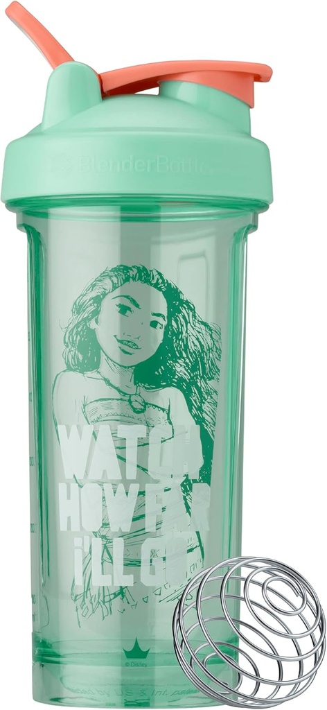 BlenderBottle Disney Princess Shaker Bottle Pro Serie, Perfekt für Protein Shakes und Pre Workout, 28-Ounce, Watch How Far Ill Go, Moana