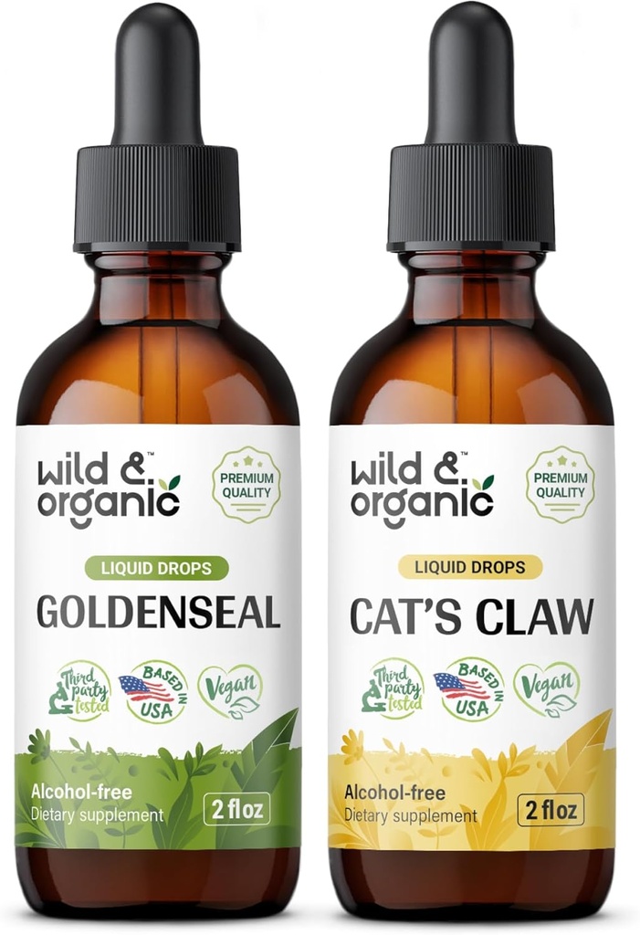 Wild & Organic Goldenseal Tinktur 2 fl oz & Katzen Kralle Tinktur 4 fl oz