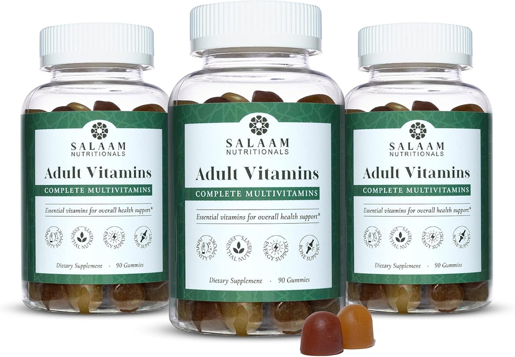 Salaam Nutritionals - Erwachsene Multivitamine, Vitamin Gummi für Frauen und Männer, Multivitamine für Erwachsene mit 11 essentiellen Vitaminen und Mineralien, 90 Count, 3 Packs