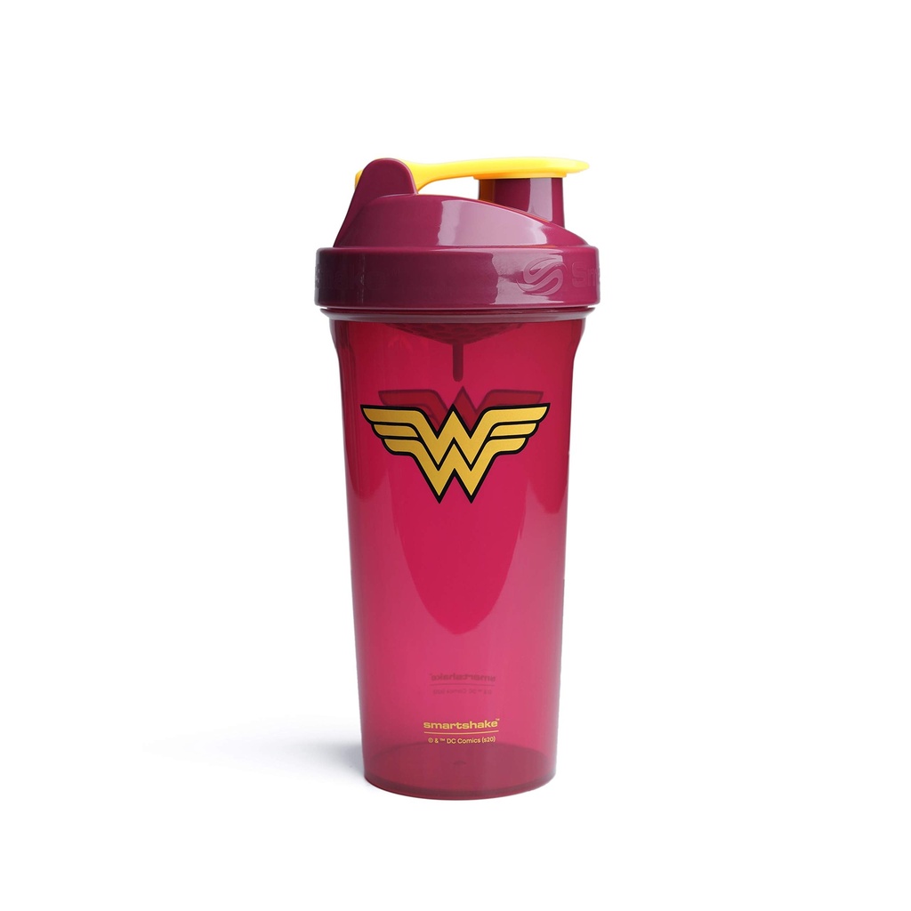 Smartshake Lite Justice League Protein Shaker Bottle 800ml – DC Comics Water Bottle, Leakproof BPA Free Gym Shaker Bottle für Protein Shakes And Protein Powder - Wonder Women Logo