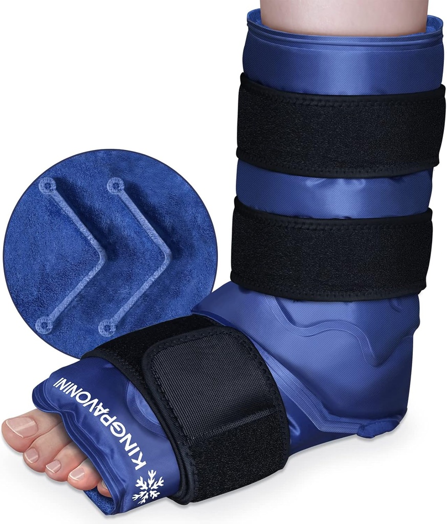XXL Knöchelfuß Ice Pack Wrap für Fußverletzungen, Full Coverage Knöchel Ice Wrap, Gel Ice Packs Wiederverwendbar für Plantar Fasciitis, Achilles Tendonitis, Sprained Knöchel und Heels, Fibular Injury, Blau