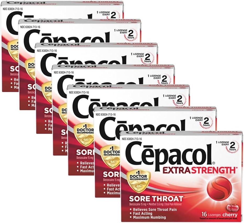 Cepacol Maximum Stärke Throat Drop Lozenges, Kirsche, 16 Count (Pack von 7)