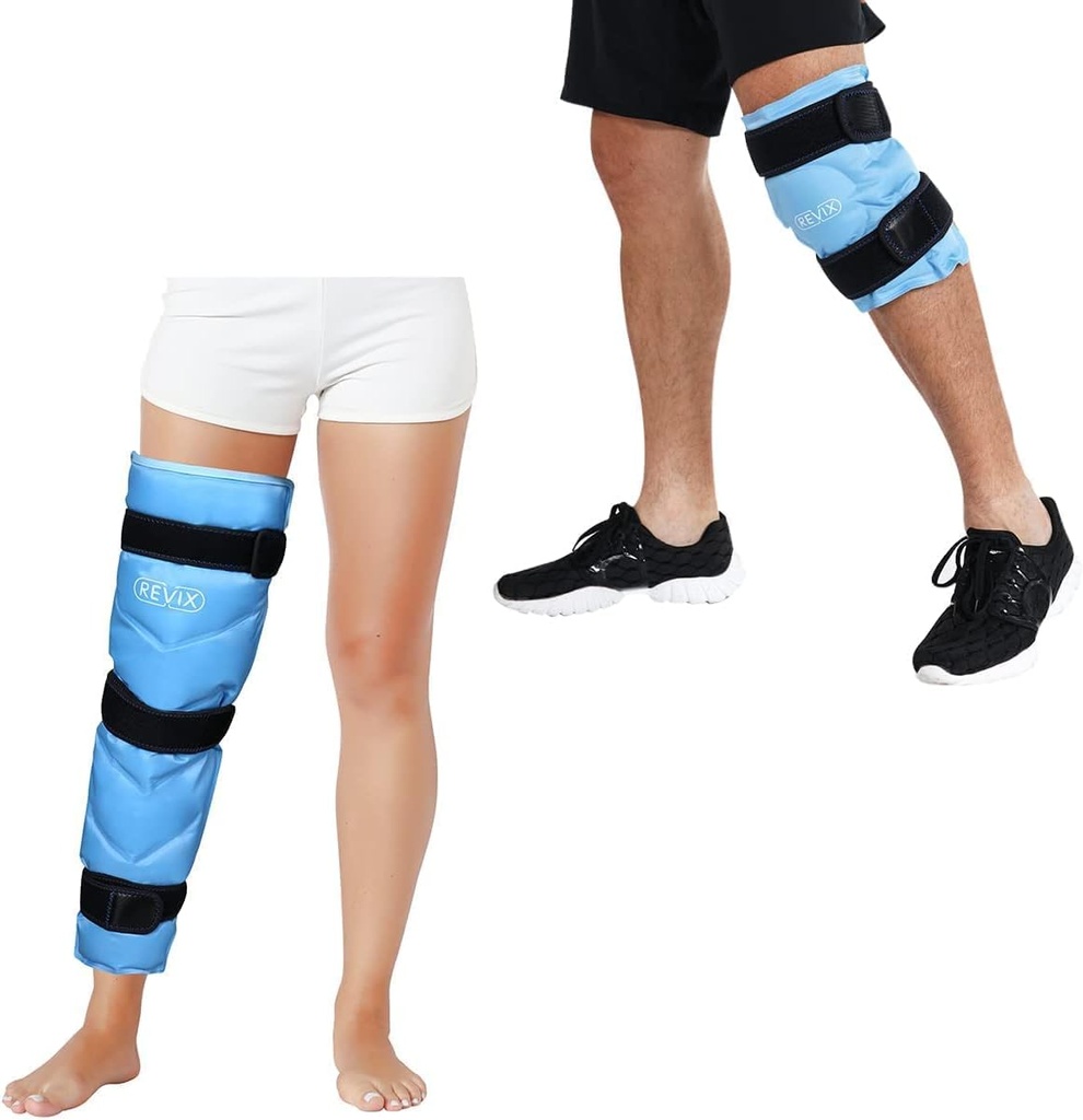 REVIX Knie Ice Pack Wrap für Verletzungen Reusable und Large Gel Ice Wrap für Leg, Hip, Oberschenkel, Knie und Shin Splint