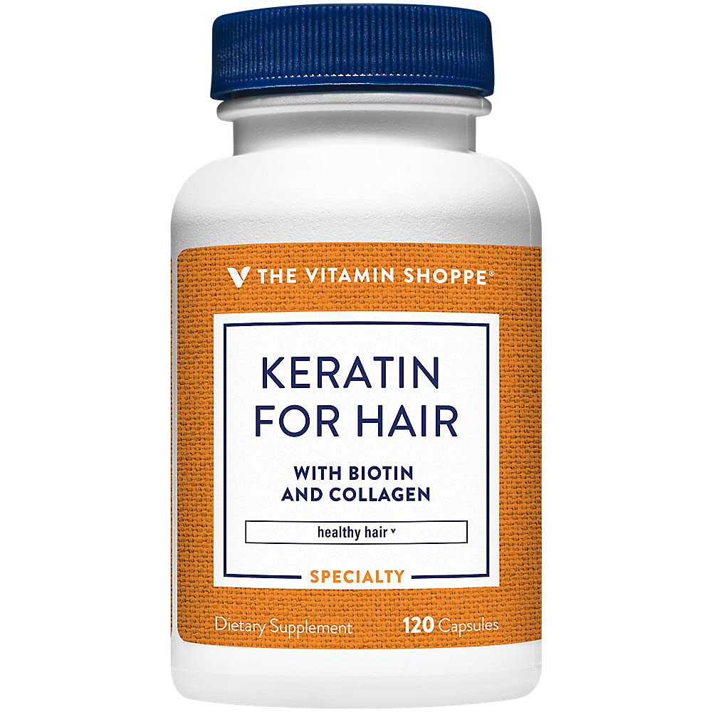 Das Vitamin Shoppe Keratin für Haar mit Biotin & Collagen, unterstützt starkes, gesundes Haar, Haarluster (120 Kapseln)
