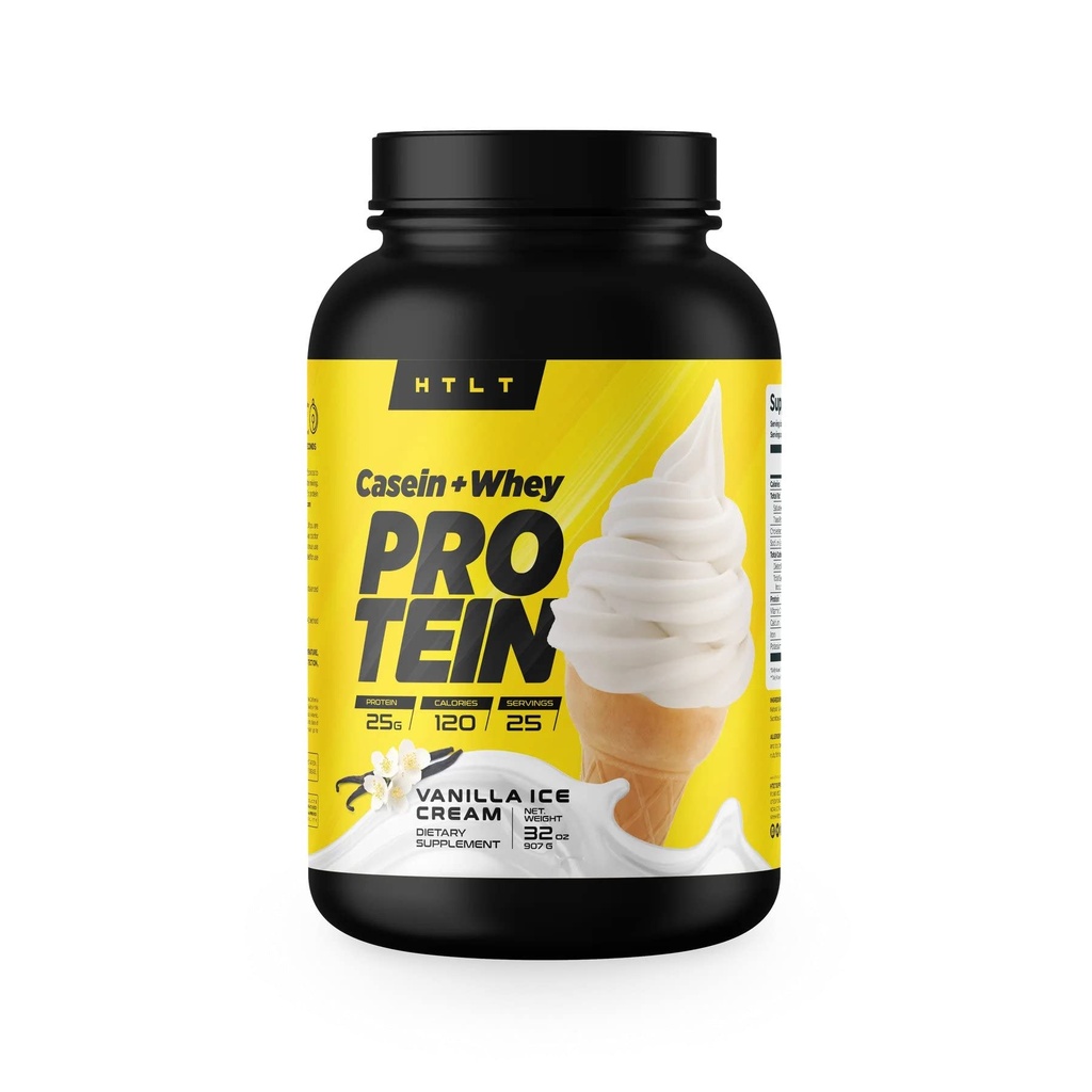 Rechtssache + Whey Protein von HTLT | Whey & Casein Protein Shake Powder | Slow-Release Whey & Casein Protein for Sustained Energy | Casein Protein Powder for Baked Treats, Vanilla Ice Cream