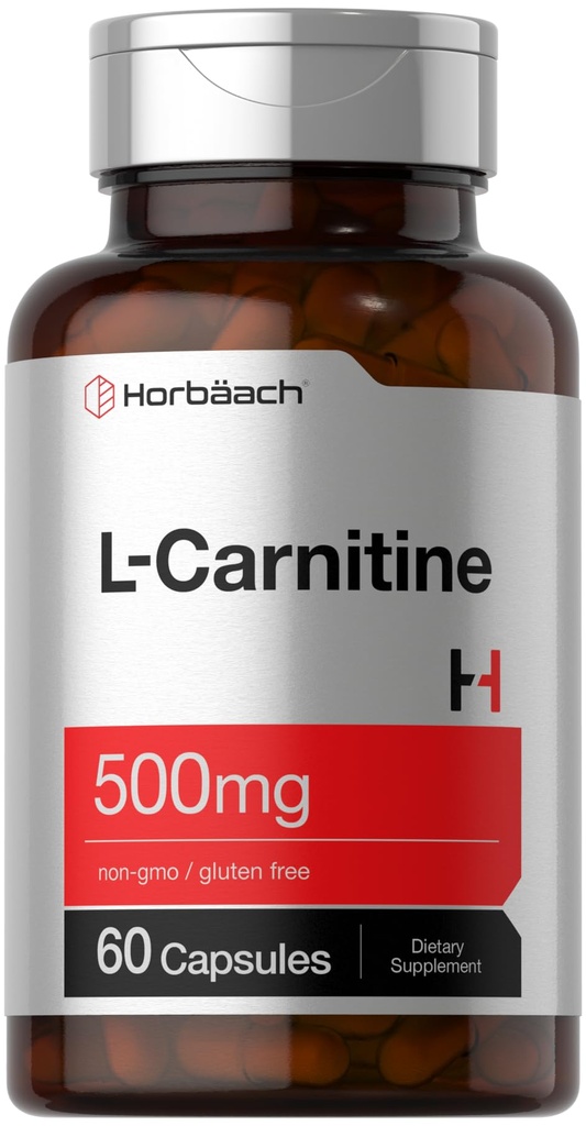 Horbäach L Carnitine Supplement 500mg | 60 Kapseln | als L-Carnitin L-Tartrate | Non-GMO und Glutenfrei