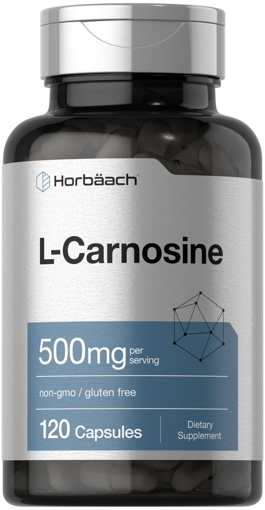 Horbäach L-Carnosine 500mg | 120 Kapselergänzung | Non-GMO & Gluten Kostenlose Pulver Pillen