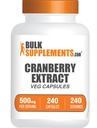 BulkSupplements.com Cranberry Extrakt Kapseln - Cranberry Ergänzungen für Herren & Frauen, Kräuterergänzung - Vegan & Gluten Free, 1 Kapsel pro Servieren (500mg), 240 Zähler (Pack von 1)