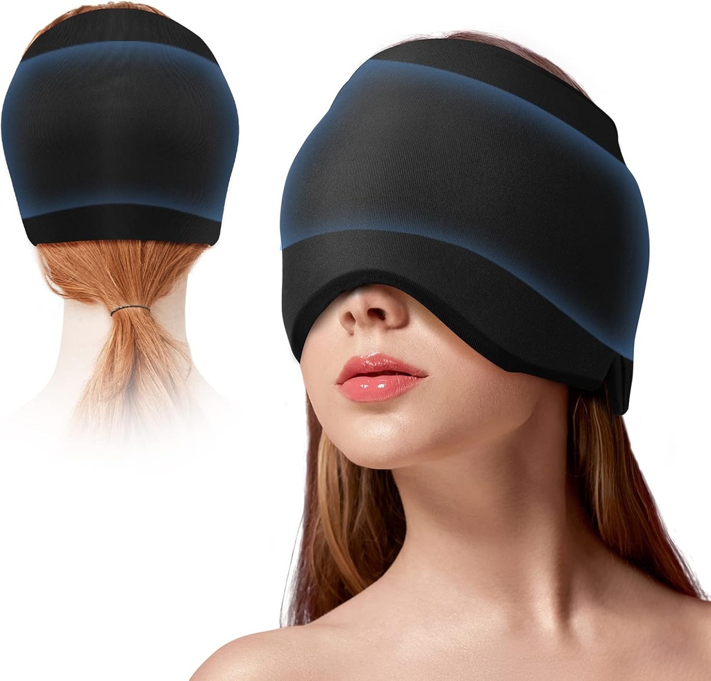 Migraine Ice Head Wrap Kopfschmerzen Relief Hut für Migraine mit kalten & heißen Therapie Flexible Ice Head Wrap für Puffy Eyes Kaltkompress Kopfschmerzen Relief Cap für Spannung Sinus & Stress
