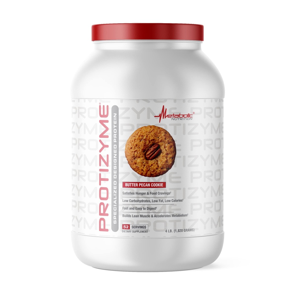Metabolic Nutrition, Protizyme, 100% Whey Protein Powder, High Protein, Low Carb, Low Fat Whey Protein, Verdauungsenzyme, 24 Essential Vitamins und Minerals, 4 Pfund (52 Ser)