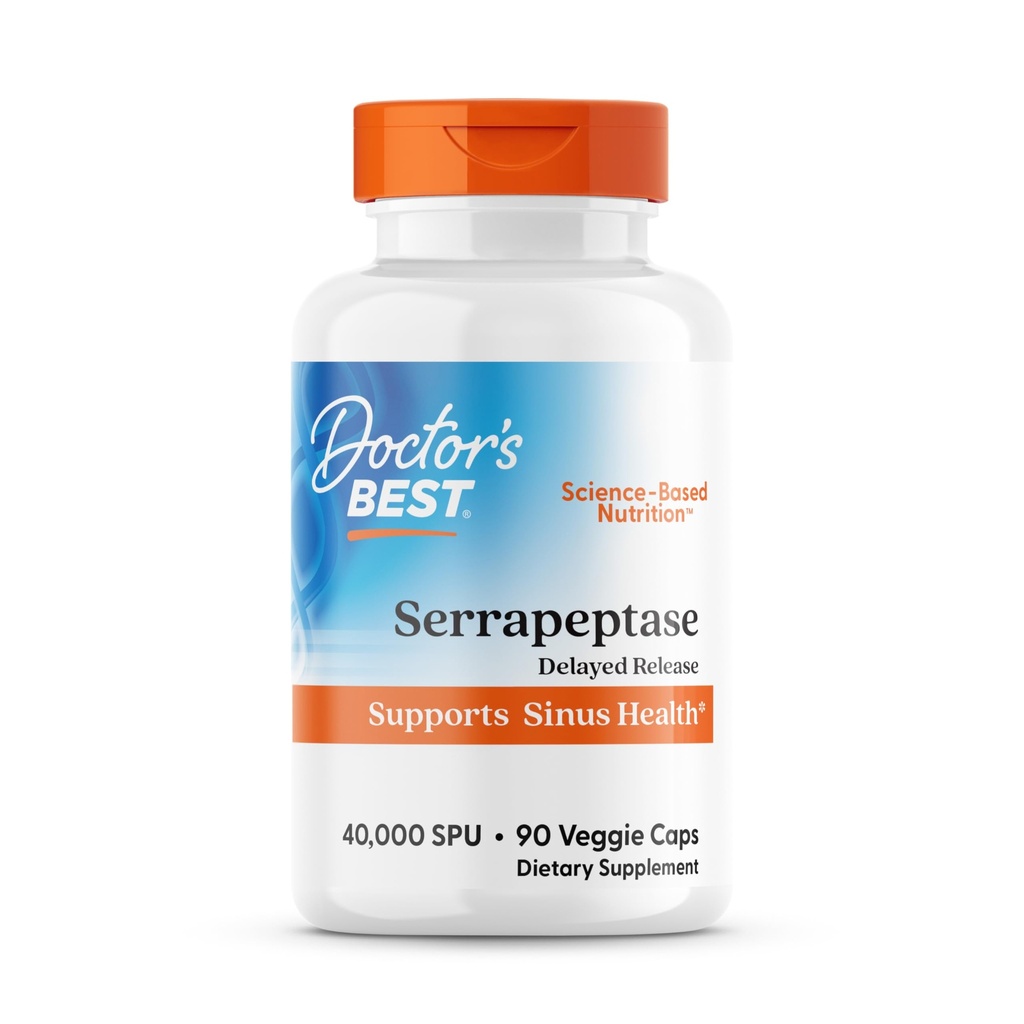 Doctor's BEST Serrapeptase, 40.000 SPU, unterstützt Sinus Health, Non-GMO, Vegan 90 Veggie Caps