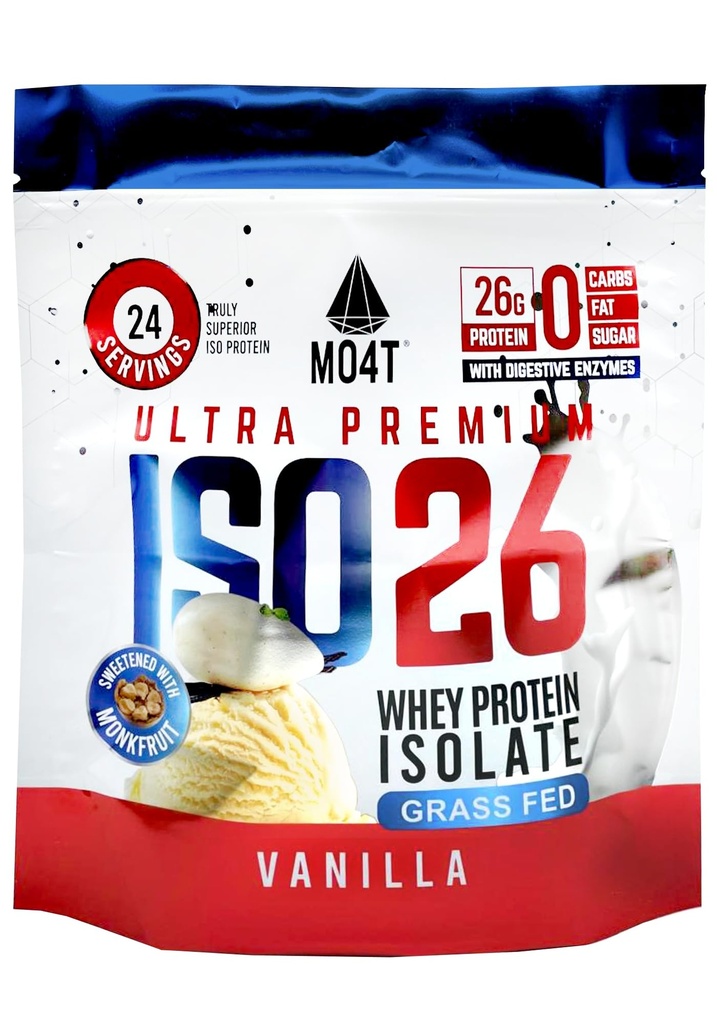 ISO26 Gras Fed Whey Protein Isolate ohne künstliche Süßungsmittel. Natürlich mit Mönchsfrucht, 1,6 Pfund, 24 Portionen, Milchschokolade (Iso 26 Pouch Vanille)