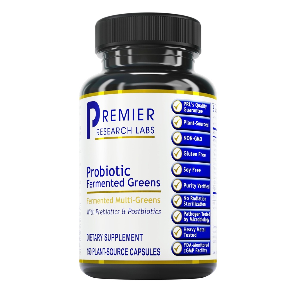 Premier Research Labs Probiotic Fermented Greens - Super Greens Supplement, Superfood Blend, Bio-Vitamine mit Probiotic - Tägliche Grüns mit Spinat, Chlorella, &amp; Mehr - 150 Pulvergefüllt Kapseln