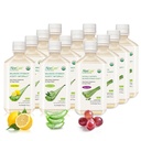 AloeCure Organic Aloe Vera Juice - 12 Flasche Sample Pack - Trauben, Zitronen, natürliche Aromen, 12x500ml