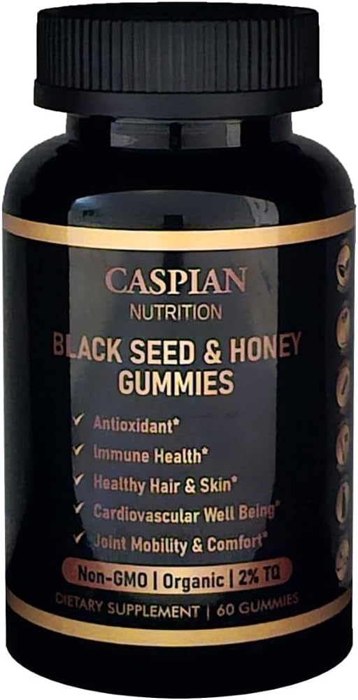 Black Seed & Honey Gummies with Biotin & Vitamin C, Organic, Non-GMO, 2% TQ, 60 Gummies