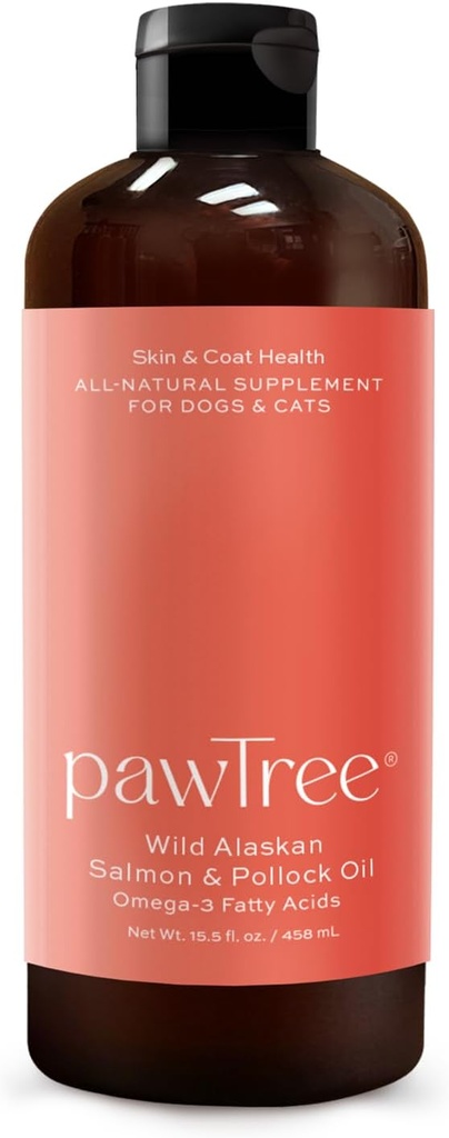pawTree Salmon Oil-Dog und Cat Fish Oil Supplement-Ideal für übermäßige Schuppen Kontrolle, saisonale Allergien, itch relief, trockene, gereizte Haut. Mit über 15 herzgesunden Omega-3 & Omega-6 Fettsäuren.
