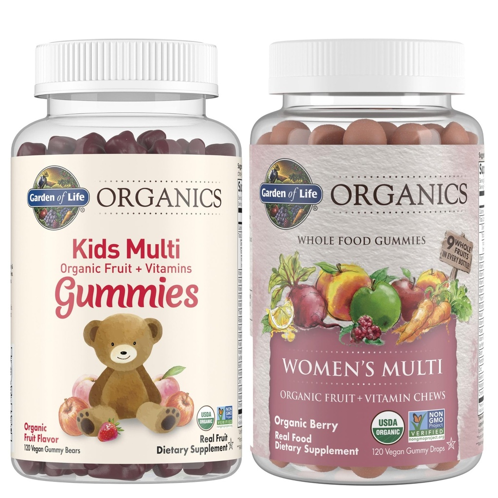 Garden of Life Organic Kids & Women's Gummy Vitamins, Cherry & Berry, 120 Count