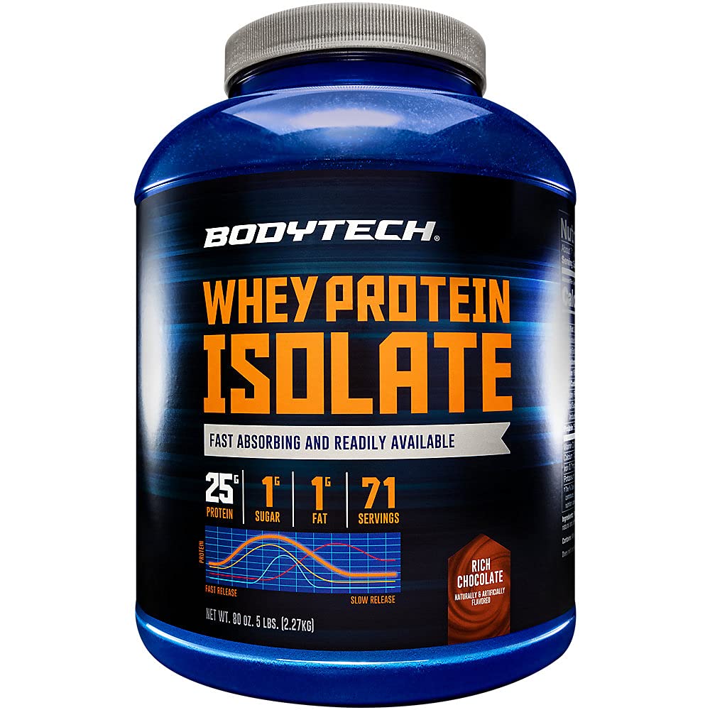 BODYTECH Whey Protein Isolate Powder - Rich Chocolate (5 Lbs. / 71 Servierungen)