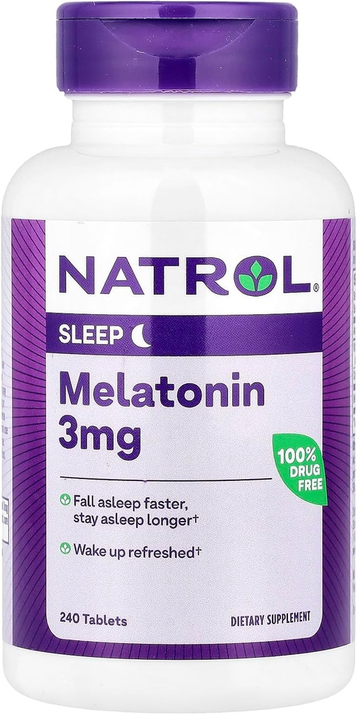 Natrol Melatonin hilft Ihnen, schneller zu bleiben schlafen länger schneller Absorption 100 Vegetarische 3mg, (Tabellen), 240 Zähler