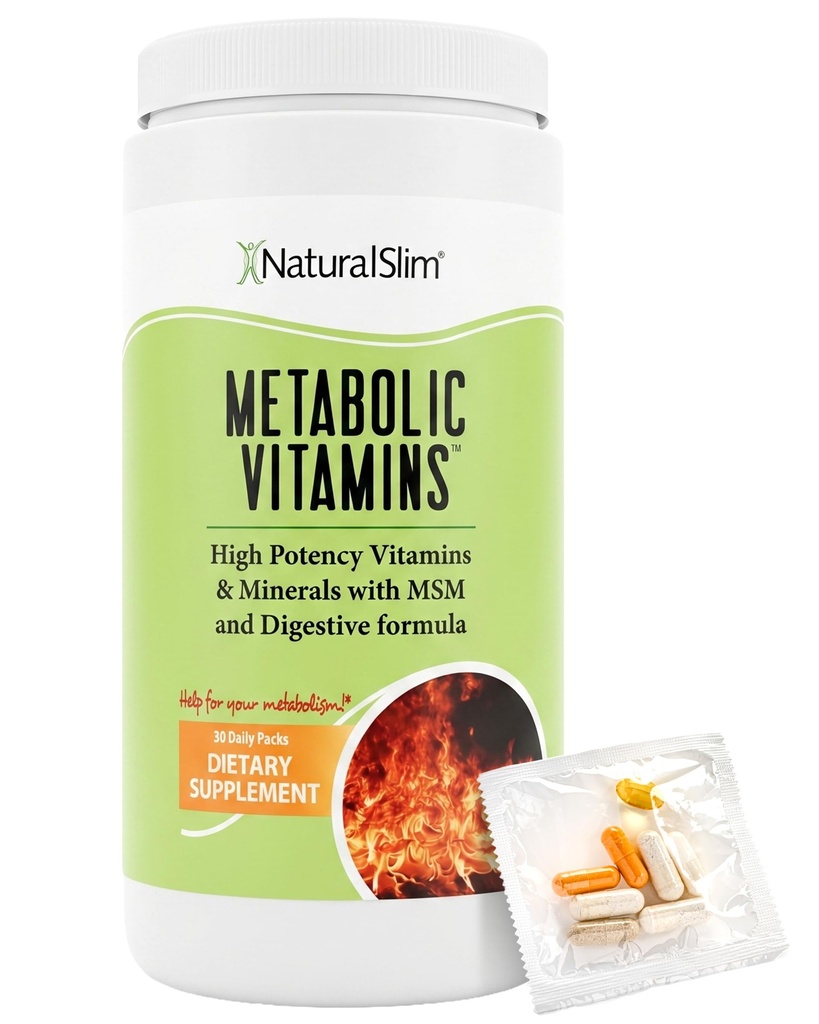 NaturalSlim Metabolic Vitamine, Multivitamin für Damen und Herren, unterstützt Energie, Stoffwechsel & Nährstoffaufnahme mit Verdauungsenzymen, Frauen Multivitamin mit B-Komplex & Niacin 1 Packung