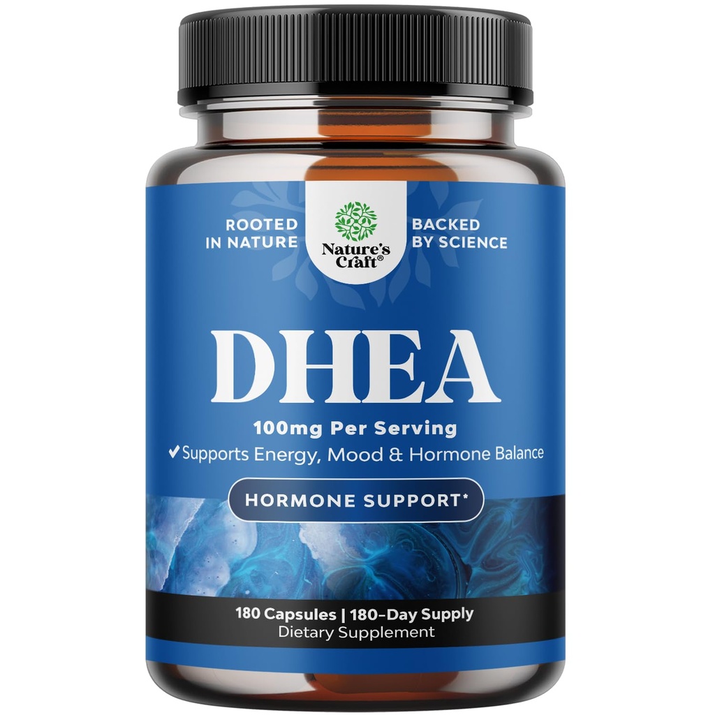 DHEA Supplement for Women & Men - DHEA 100mg per Serving Capsules for Hormone Balance - Promotes Mood Stability Healthy Brain Function & Energy - Dehydroepiandrosterone Capsules - 180 Count