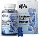 Wild & Organic Lung Detox Gummies - 1000 mg Mullein Gummies für Lunge Cleanse - Natürliche Ergänzungen mit Mullein Blatt Extrakt und Pilzmischung - 60 Vegan, Non-GMO Chews
