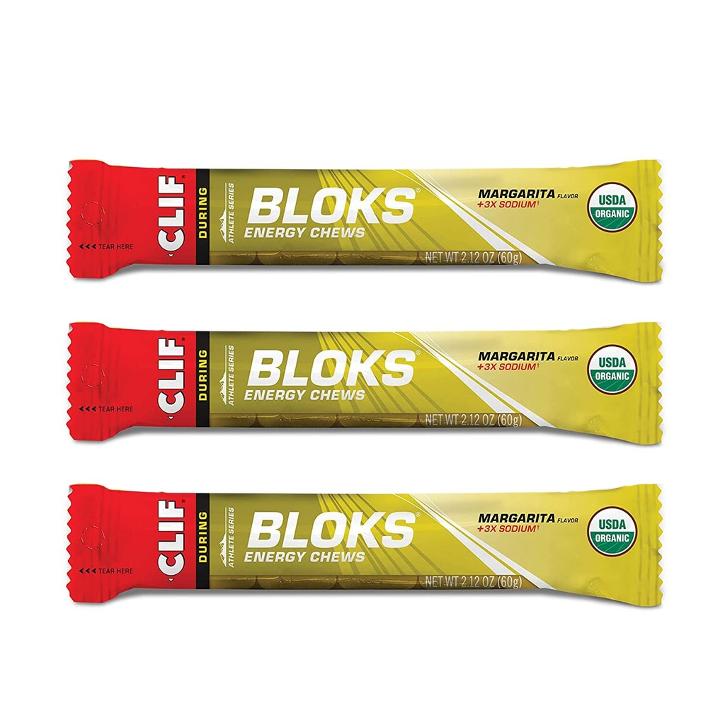 CLIF BLOKS - Energy Chews - Margarita mit Salz 3X Natrium für zusätzliche Elektrolyte- Non-GMO - Pflanzenbasierte Lebensmittel - Schneller Kraftstoff für Radfahren und Lauf-Workout Snack (2.1 Unnce Packet, 3 Count)