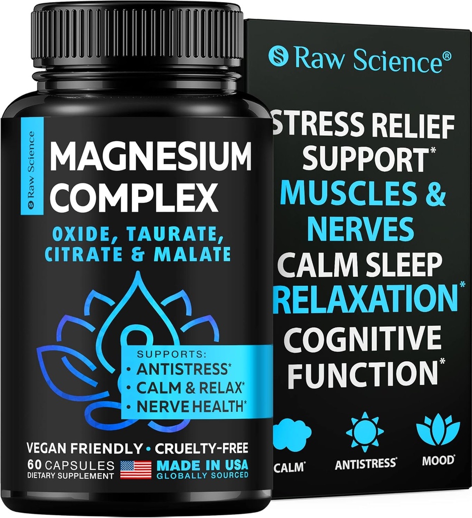 Magnesium Citrat Kapseln - Hohe Absorption Magnesium Ergänzung für Muskel, Nerve Gesundheit und Entspannung