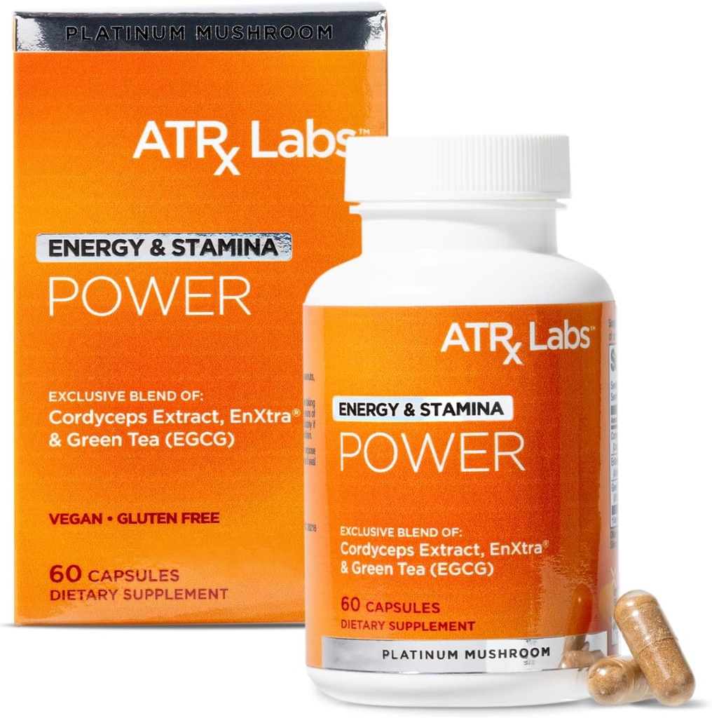 Leistung: Energie & Stamina - Pilz-Ergänzung, mit Cordyceps, Grüner Tee und proprietäre Extrakt von Alpinia Galanga, kann verbessern Fokus und Energie, Vegan & Gluten-Free, 60 Kapseln