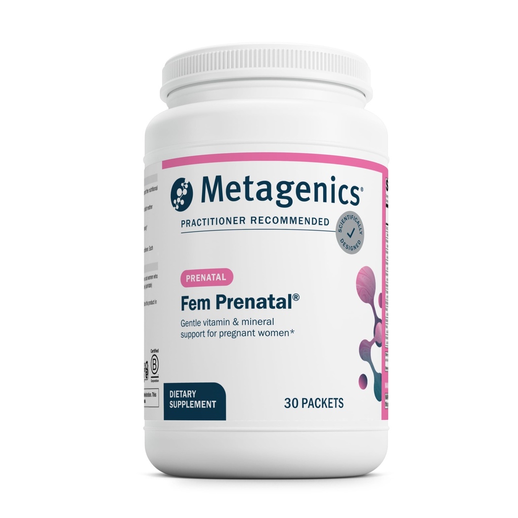 Metagenics Fem Prenatal - Pränatales Vitamin & Minerals Supplement* - Pränatale für Damen* - mit Vitamin C, Iodine & Biotin - Multivitamine Gentler to The System - 30 Packungen