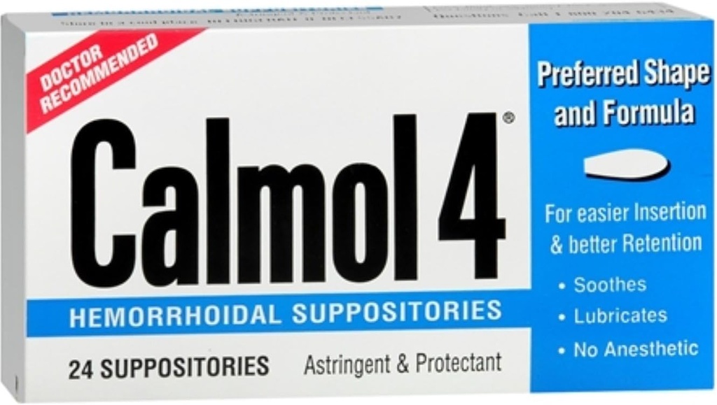 Calmol 4 Hämorrhoidal Suppositories 24 Jeder (Pack mit 3)