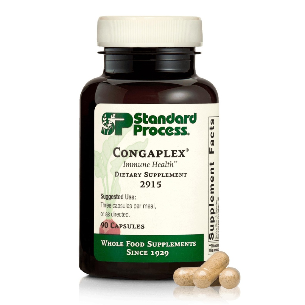 Standard Process Inc. Congaplex, Thymus Gland Support Supplement, Unterstützung Immungesundheit mit Calcium Lactat, Magnesium, Vitamin C & Vitamin A, Immunsystem Aid mit Pilzpulver - 90 Kapseln