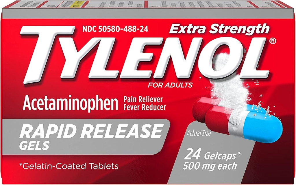 Tylenol Extra Strength Rapid Release Gelcaps - 24 ct, 2er Pack