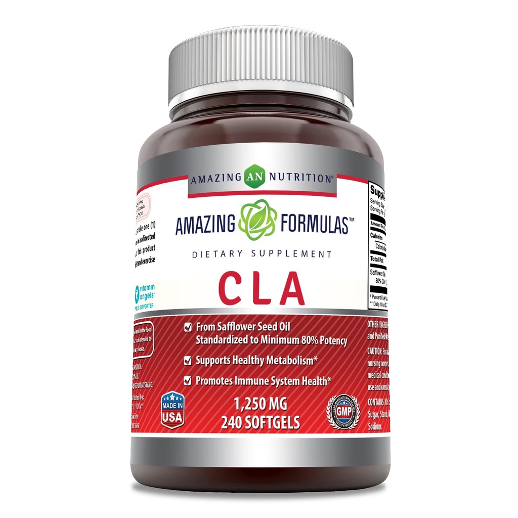 Erstaunliche Formeln CLA | Conjugated Linoleic Acid Supplement | 1250 Mg | Softgels | Non-GMO | Gluten-Free | Made in USA (240 Count)