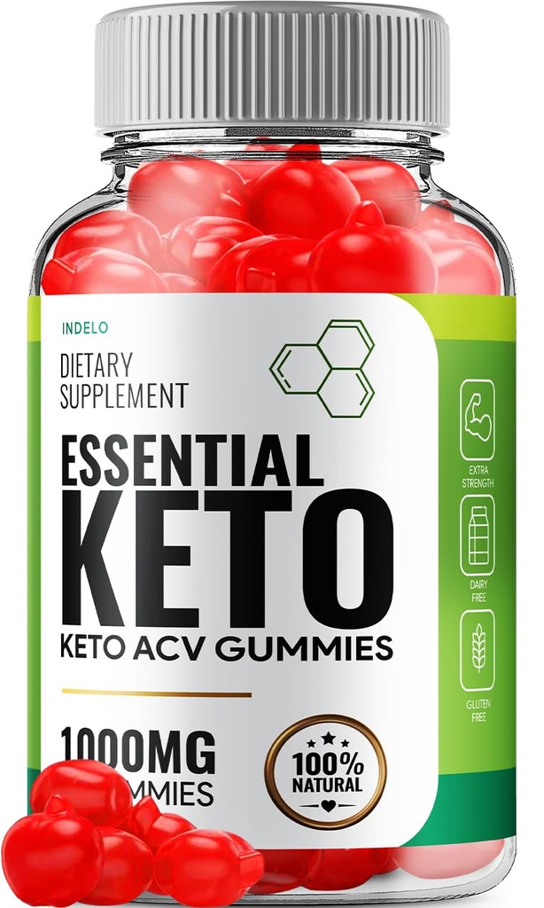 Essential Keto ACV Gummies - Advanced Formula Essential Keto + ACV Weight Management Gummis Apple Cider Essig Keto Essential ACV Gummies Nahrungsergänzungsmittel Bewertungen Vitamin B12 B6 (60 Gummi)