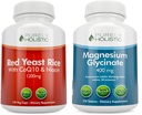 Rein ganzheitliche Rote Hefe Reis 1200mg mit CoQ10 & Niacin + Magnesium Glycinat 400mg - 120 Kapseln + 270 Tabletten - Made in USA