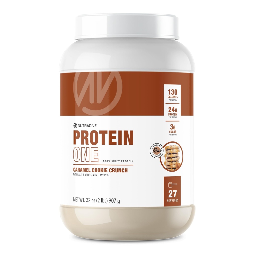 NutraOne ProteinOne Whey Protein Fördern Sie Erholung und bauen Sie Muskel mit einem Protein Shake Powder für Männer & Frauen (Caramel Cookie Crunch, 2 LB)