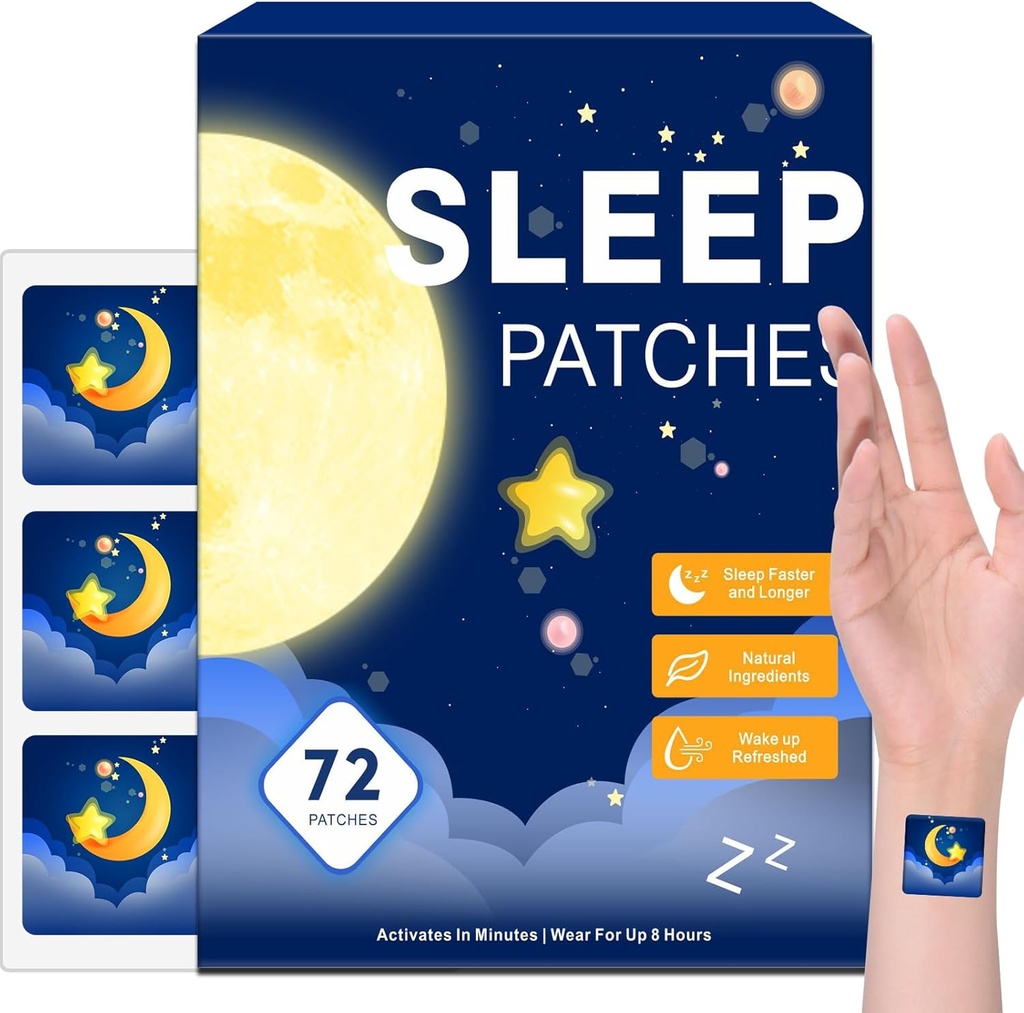 72 Pack Schlafaufnäher für Erwachsene Extrastärke, Easy-to-Apply Schlafaufnäher mit Valerian & Melatonin Aufnäher, Langlebige Nacht für Männer und Frauen