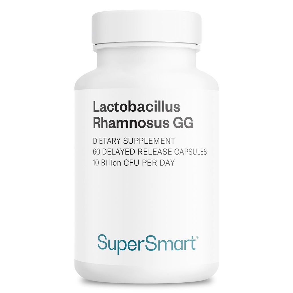 Supersmart Lactobacillus Rhamnosus GG 10 Milliarden KBE pro Tag (LGG Probiotika mit Inulin) - L. Rhamnosus Supplement | Nicht-GVO & Glutenfrei - 60 DR Kapseln