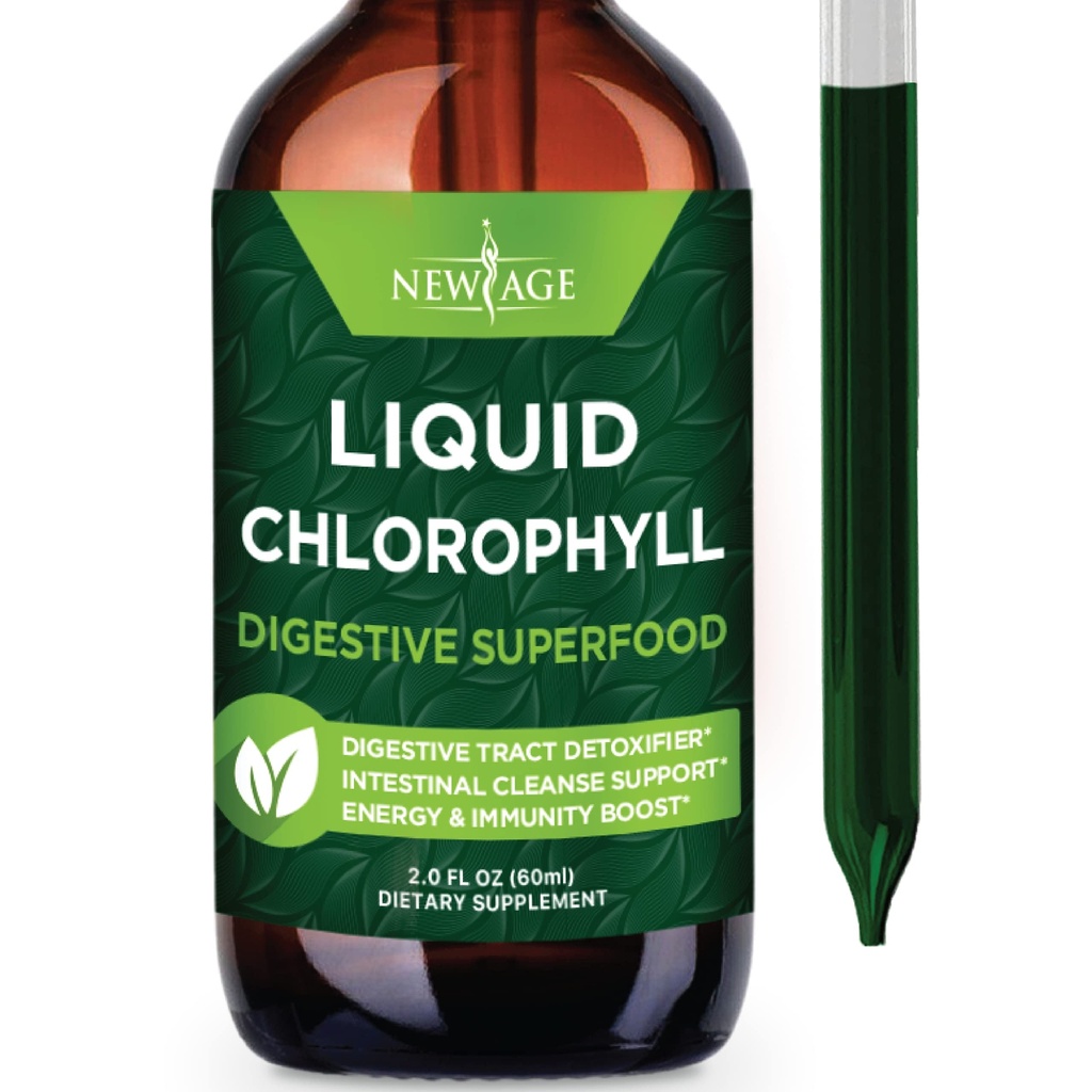 NEU AGE Chlorophyll Liquid Drops - Natürliche Konzentrat – Energie-Booster, Verdauung und Immunsystem unterstützt, interne Deodorant, Leberfunktion - (2 Fl Oz (Pack von 1))