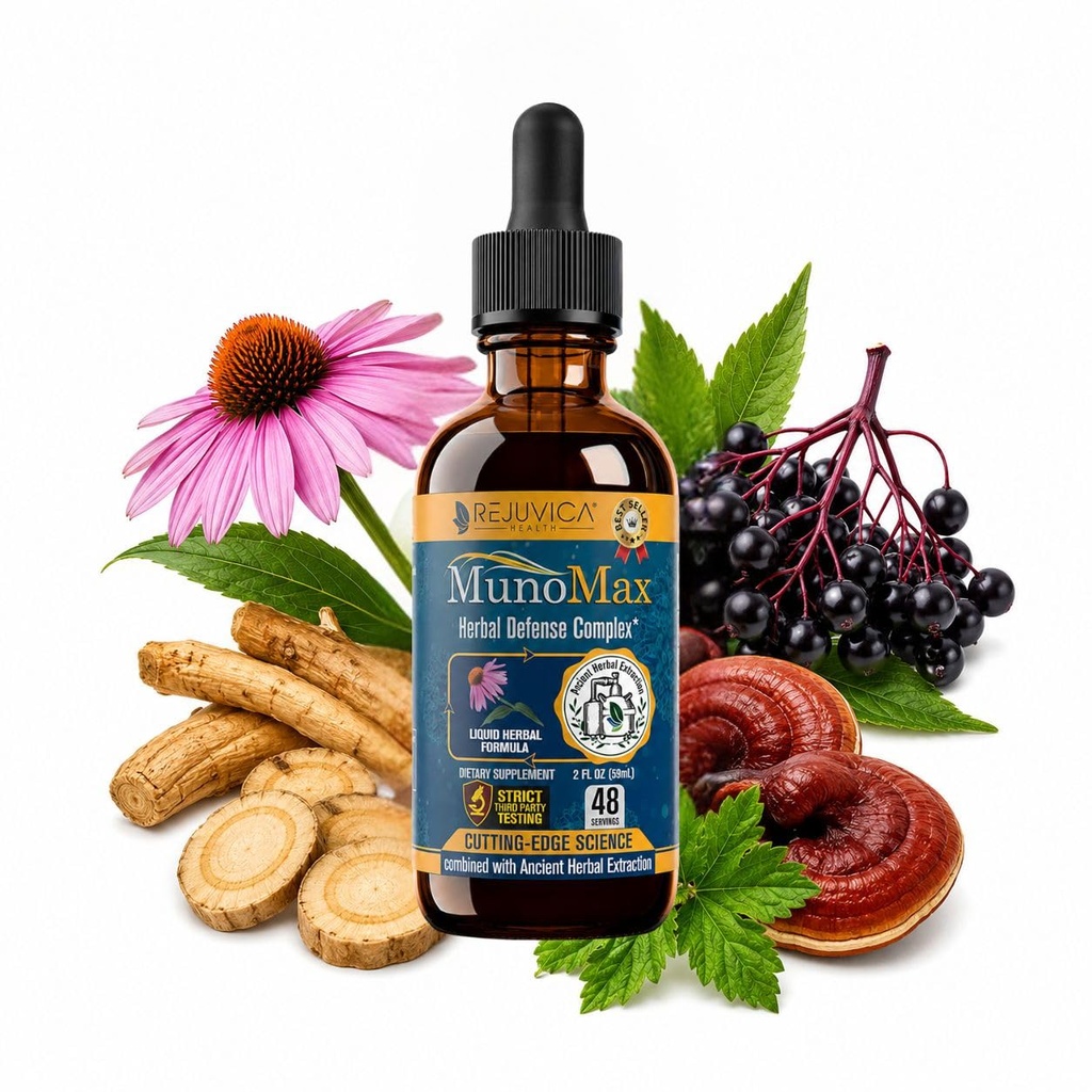 MunoMax - Advanced Immun Support Supplement - Flüssige Lieferung für bessere Absorption - Echinacea, Astragalus, Reishi, Goldenseal, Elderberry & More!