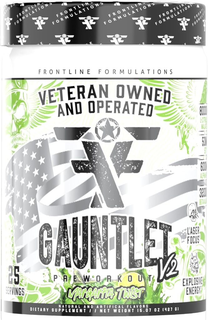 Gauntlet Pre-Workout Powder, Explosive Workouts, Laser Focus, Mid Stim, Erstaunlich Flavor, Veteran Eigentümer und betrieben (25 Servierungen, Margarita Twist)