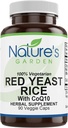 NATURE's GARDEN ESSENTIALS Red Yeast Rice Organic mit CoQ10-90 Veggie Caps mit 600mg Bio Red Rice Yeast Plus Co Q 10 - Natures Support für Cholesterol