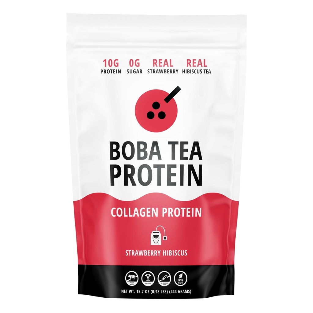 Erdbeer Hibiscus Flavored Collagen | 30 Servierungen | Grass-Fed Hydrolyzed Bovine Collagen Pulver für Männer und Frauen | Fördert Haar, Nagel, Haut, Knochen, und Joint Health | Kein hinzugefügt Zucker