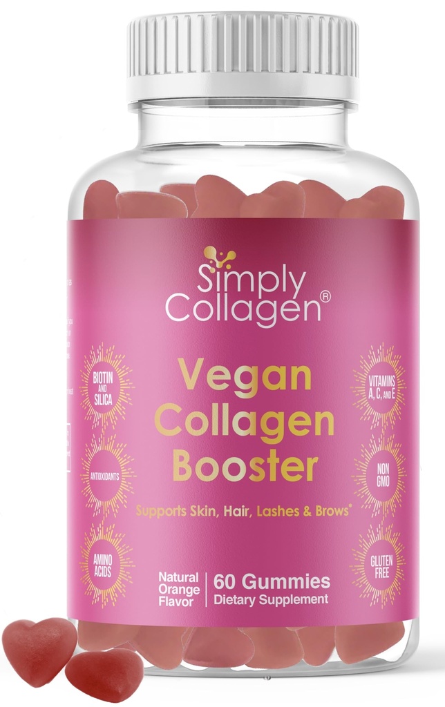 Einfach Collagen® Vegan Collagen Booster Gummis für Damen und Herren - Fördert jugendliche & schöne Haut, Haare, Nägel & Lashes - Schlüssel Aminosäuren & Antioxidantien mit Biotin, Vitamine A, C, & E