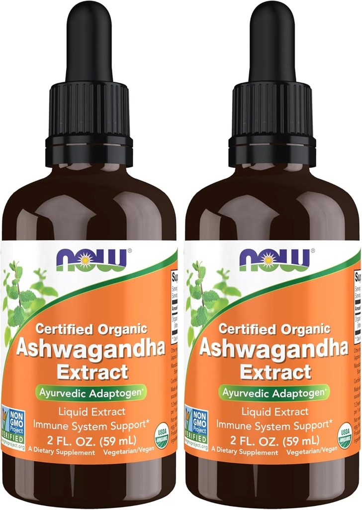JETZT Ergänzungen, Ashwagandha Liquid Extract, Organischer, Immunsystem Support, 2 flüssige Unzen (Pack von 2)