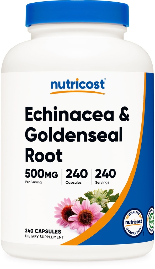 Nutricost Echinacea & Goldenseal Wurzel, 500mg, 240 Kapseln - Vegetarische Kapseln, Non GMO, Glutenfrei