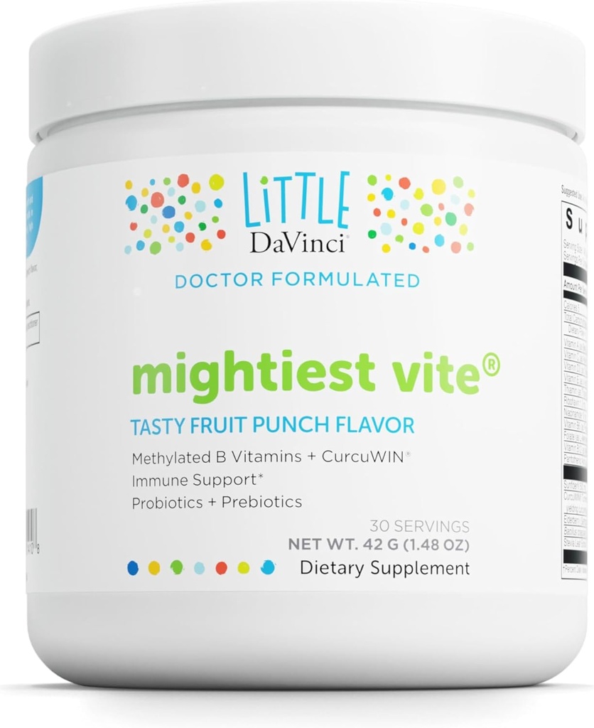 DAVINCI Little Mightiest Vite - Multivitamin für Kinder mit Probiotics & Prebiotics - Unterstützt Immunsystemfunktion, Gut Health & Brain Health* - Frucht-Punch Flavor - 30 Servierungen (42 g)