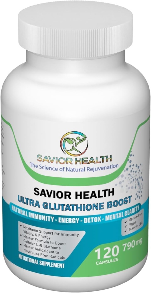 Ultra Glutathion Boost - L Glutathion Boosting Supplement mit pflanzlichen Pflanzenextrakten, Mineralien, Vitamine, Antioxidantien & Aminosäuren - keine Gluten - 790mg - 120 Veggie Kapseln